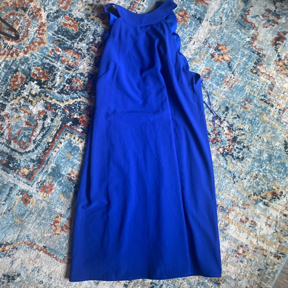 Royal Blue High Neck Mini Dress